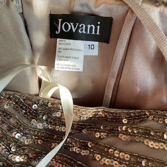 JOVANI art deco beaded bronze gown with train - Picture 6 of 9